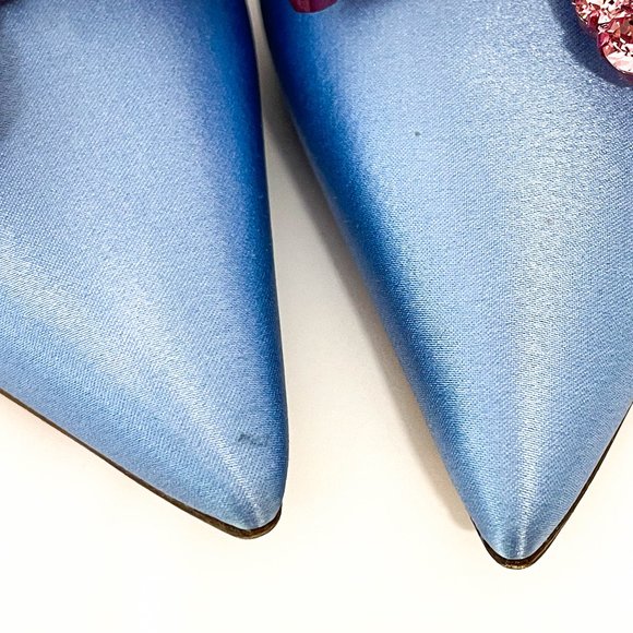 Amina Muaddi Rosie Crystal Bow Pumps- Size 395 - Picture 7 of 11